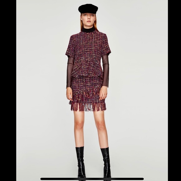 Zara Dresses & Skirts - Set ZARA Tweed Peplum Top& Mini Skirt Size S Zara Dresses & Skirts - Set ZARA Tweed Peplum Top& Mini Skirt Size S